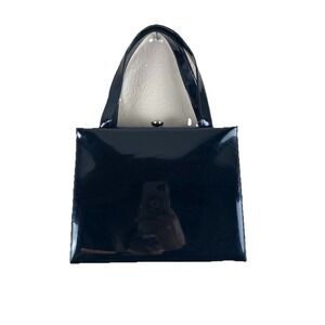 Lewis Handbag/Purse, Vintage 1950's-1960's, Black Patent Leather, Gold Clasp